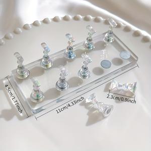 TEMU 네일 연습대 - 이중열 투명 베이스 포함, 10가지 컬러풀 오로라 네일 홀더 - 초보자를 위한 강력한 자석 네일 팁, 착용 가능한 아크릴 네일 디스플레이 체스보드 트레이, 살롱 네일 기술자 도구