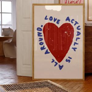 TEMU 1개 1개 사랑은 어디에나 있다 벽 아트 - 프레임리스 수직 원형 사랑 명언 포스터, 모던 하트 모양 캔버스 그림, 거실, 침실 장식용 - 로맨틱 아트 프린트