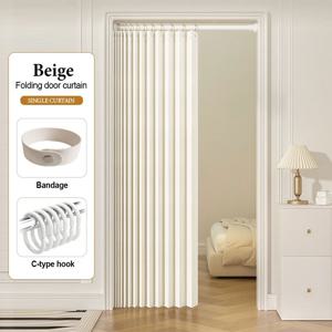 TEMU 접이식 그레이 프라이버시 파티션 도어 커튼, 고온 내성 접이식 담요, 후크 및 보관 스트랩 포함, 그레이/미터 투톤 디자인, 다양한 사이즈 선택 가능, 거실, 침실, 주방에 적합
