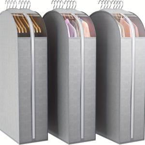 TEMU 주름 방지 옷걸이형 투명 창 옷 보관 백 3개 세트. 정장, 코트, 드레스, 재킷, 셔츠, 털 옷 옷장 보호 커버 보관을 위해 디자인된 오픈 옷장 보관용으로 적합합니다.