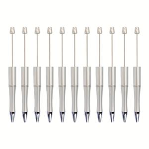 TEMU 11개 멀티 컬러 무광 메탈릭 엔드 실린더 펜 | 레드, 블랙, 실버, 블루, 골드 - 비즈 스트링 장식, 실버 링 장식 (탑 캡 디자인), 초극세점, 자동 개폐, 인체공학적 수공예 & 필기구