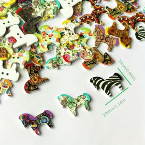 TEMU 스타일 나무 말 모양 투홀 나무 버튼, 의류 디자인 추가, 귀걸이 주얼리 제작 용품, 수제 창작 재료, 생일 선물, 졸업 시즌 선물 제작, 일상 선물, 파티 장식