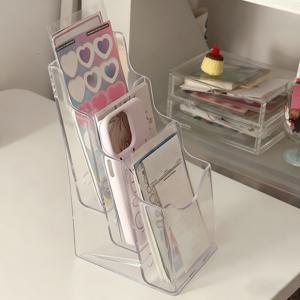 TEMU 초소형 카드, 스티커, 엽서용 투명 스텝 디스플레이 랙 | 문구류 및 소형 물품용 플라스틱 데스크탑 정리함, 높이 27인치 미만, 독립형