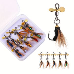 TEMU 5개/10개입 스틸 볼 플라이 (프로펠러 포함), 바늘 끝이 있는 베이트, 잉어 및 배스 잡이에 적합, 하드 베이트 및 루어 낚시에 적합