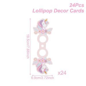 TEMU 24개 세트, 유니콘 테마 롤리팝 카드스톡, 귀여운 유니콘 디자인, 재미있는 생일 파티 선물, 베이비 샤워 장식, 생일 롤리팝용 장식 용지 카드, 파티 장식, 봉투 카드, 생일 축하 장식