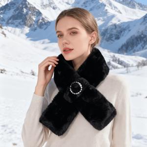 TEMU 1개 확장 및 두꺼운 인조 토끼 스카프, 103cm x 13cm 크기, 초극세사 부드럽고 따뜻한 겨울용 목걸이, 단색 및 엘레강스 디자인, 캐주얼 및 포멀한 의상 모두에 다용도 액세서리로 적합