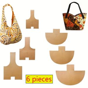 TEMU 가방 제작을 위한 크라프트 종이로 제작된 재봉 템플릿 6개 - 독특한 뜨개질 및 재봉 도구가 특징이며, 상상력 있는 시도를 위한 예술적인 재료를 제공합니다. 어깨 가방 및 핸드백을 위한 단순하고 사용하기 쉬운 패턴을 디자인했습니다.