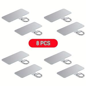 TEMU 8개 초슬림 폰 랜야드 커넥터, 스테인리스 스틸 클립, 패드 및 카드, 내구성 강한 금속 걸이 플레이트, 폰 모델용 뒷면 스티커 장착 커넥터