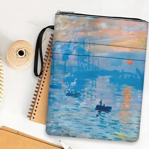 TEMU 파란 바다 테마 지퍼형 책 커버, 종이책 보호 슬리브, 종이책 커버, 책 보호대, 책 가방, 앞면 포켓이 있는 인쇄 책 슬리브, 세탁 가능한 다기능 책 보관 가방