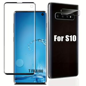 TEMU (1개+1개) 3D 일체형 풀 투명 강화유리 카메라 렌즈 보호필름 및 풀커버 HD 유리 액정보호필름, 삼성 갤럭시 S10용 HD 유리 액정보호필름 (갤럭시 S10 5G 모델에는 적합하지 않음), 지문 잠금 해제 호환, 곡면 스크린용 유리 필름, 스크래치 방지, 99% 높은 빛 투과율과 선명도, 9H 경도 스크래치 방지 보호용 유리 필름