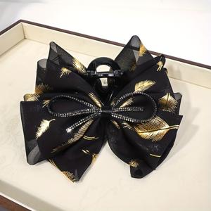 TEMU 리본 보우노트 클로 클립 포니테일 홀더 헤어 클립 1개, 고급 샤크 클립 머리 뒤쪽용 헤어 액세서리, 가는 머리카락용 대형 헤드피스