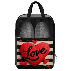 TEMU 러브 하트 디자인 신발 가방 - 대용량 여행용 신발 정리 가방, 튼튼한 손잡이로 스니커즈, 부츠, 골프, 농구, 축구화 보관 가능 - 휴대용 내구성 신발 케이스