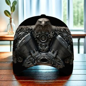 TEMU 남성용 메카닉 독수리 프린트 베이스볼 캡 - 조절 가능한 스냅백, 가볍고 접이식 아웃도어 모자, 세련된 기어 디자인 & 독수리 엠블럼, 세탁 가능한 내구성 스포츠 & 캐주얼 헤드웨어