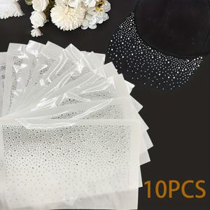 TEMU 10개 화이트 라인스톤 열전사 스티커 - 오래 지속되는 접착력, 쉽게 적용 가능한 DIY 의류 수리 및 장식 패치, 열프레스 및 다림질 공예에 적합, 패션 액세서리, 패브릭 장식, 반짝이는 장식 데칼, 스타일리시한 장식,고품질 라인스톤,패션 ,공예 애호가