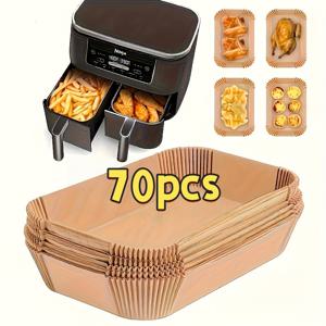 TEMU 70/120/200개 에어프라이어 양피지 & 논스틱 라이너 - 오븐, 토스터 오븐 호환 - 논스틱, 방수, 간편한 세척 - 크리스마스, 할로윈, 부활절, 발렌타인데이 튀김기 부품 & 추가 및 그릴 시 안전