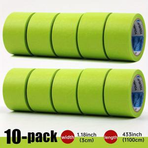 TEMU 10롤 (용도) - 폭 3cm 일본 종이 테이프 - 내열성 페인트 차단 및 코팅 - 쉽게 붙이고 제거, 잔여물 없음 - DIY, 자동차, 집 벽, 가장자리, 트림용 (마스킹 페이퍼)