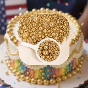 TEMU 85g/3oz 케이크 데코레이팅 키트, 케이크 장식용 밝은 황금색 둥근 구슬, 원형 장식, 베이킹 장식, 베이킹 장식용, 웨딩 이벤트 및 파티 용품에 적합, 케이크 데코레이팅 키트