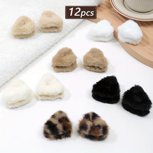 TEMU 6/12개 슈퍼 귀여운 플러시 고양이 귀 옆머리핀, 작은 그랩퍼, 이마의 끊어진 머리카락과 공주머리에 적합, 반묶음 포니테일 앞머리 클립, 데일리웨어 및 가을 겨울 헤어 액세서리 선물