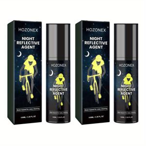 TEMU 100ml*2개입 야간 반사 스프레이 형광 노란색 야간 사이클링 자전거 의류 발광 경고 마크 형광 야간 스프레이 투피스 세트