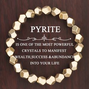 TEMU 핸드메이드 원석 파이라이트 팔찌 - 다면적인 스타일 비즈, 부와 풍요의 상징, 내면의 힘 차크라 주얼리, 빈티지 스피리추얼 선물, 발렌타인데이, 어버이날 추천, 팔찌 비즈, 스피리추얼 주얼리