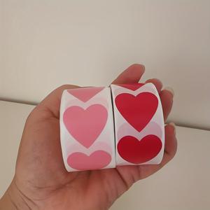 TEMU 하트 스티커 1000매/2롤 [하트 폭 2.5cm/0.98인치], 핑크 & 레드, 사무실 라벨, 선물 포장 스탬프, 장식 스티커, PVC 무습성 접착제, 발렌타인데이, 크리스마스, 새해 선물에 적합한 자체 접착 스티커 롤