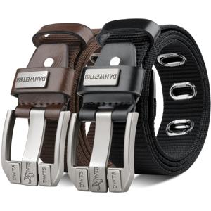 TEMU 2개입 남성용 바늘 버클 벨트 | 한국 스타일의 세련되고 순수한 캐주얼, 젊은층 및 중년층 비즈니스 행사에 적합, 펀칭 바지 벨트, 선물용으로 아름답게 포장