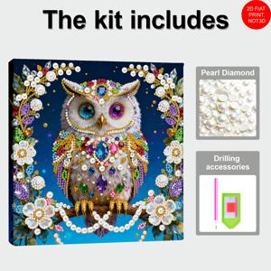 TEMU DIY 빈티지 부엉이 진주 페인팅 키트 (9.84인치 X 9.84인치 액자 포함) - 완전한 수제 재료 세트, 스티커 아트, 라이트 럭셔리 빈티지 스타일 장식, 친구를 위한 휴일 생일 선물, 걸이형 그림, 거실 및 방용 고급 장식 미술화