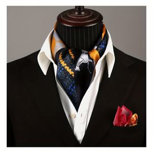 TEMU 말 디자인의 네이비 블루 & 옐로우 100% 실크 스카프 | 우아하고 젊음이 느껴지는 스타일, 데일리 외출, 휴가, 연회, 파티, 공식 행사에 적합, 크리스마스, 생일, 발렌타인데이 선물로 이상적