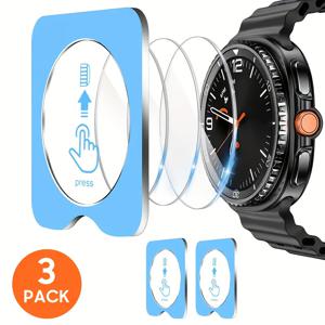 TEMU (3개입) 8 울트라 2025/ 2024 47mm용 원클릭 설치 강화유리 보호필름, 자동 정렬 도구 포함, 9H 경도 HD 스크래치 방지, 간편한 버블프리 설치