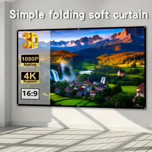 TEMU 가정용 시네마, 모임 및 행사용 휴대용 접이식 프로젝션 스크린; 실내 및 실외 정원 환경 모두에 적합; 4K Ultra HD 해상도 지원; 내구성이 뛰어남