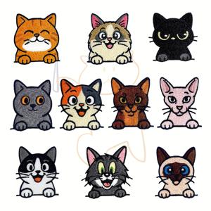 TEMU 귀여운 아기 고양이 재미있는 천 스티커 자수 다리미 붙이패치 10개, DIY 의류 장식 배지, 휴대폰 케이스 가방 카드 슬리브 모자 트러커햇 DIY 개조용, 재킷 티셔츠 드레스 청바지 천 배지