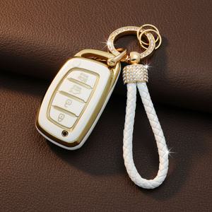 TEMU 현대 소프트 TPU 키홀더 커버 | 4버튼 잠금/잠금 해제, 트렁크 & 패닉 알람 보호 케이스 - 엘란트라, 투싼, 소나타, 크레타, IX25/IX35/IX45 등 호환