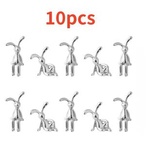 TEMU 컬렉터블 피규어, 10피스 미니 토끼 피규어, 노르딕 스타일 긴귀토끼 장식, 플라스틱 실버 & 골드 긴귀토끼, 소형 장식품, 차량 걸이 장식, 데스크탑 액세서리, 새해, 차량 및 홈 데코, 실내용, 거실 장식용