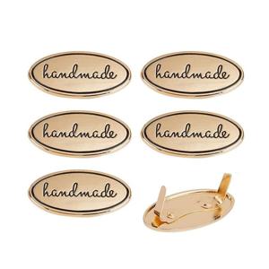 TEMU 골드 & 실버 컬러 핸드메이드 메탈 라벨 5개 세트 - 가방, 지갑, 의류용 DIY 레터링 프린트 라벨, 핸드메이드 소품 제작용