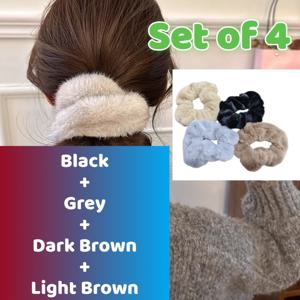 TEMU 고탄력 인조 밍크 헤어 스크런치, 여성 데일리 스타일링에 완벽. 우아함을 더하는 훌륭한 선물, 휴일이나 헤어 케어에 이상적. 고탄력과 고급스러운 따뜻한 감촉, 크리스마스, 추수감사절, 생일 선물로 적합