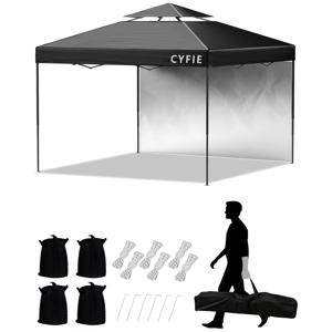 TEMU 3×3m 원터치 접이식 몽골텐트형 캐노피 천막｜강화 스틸프레임·사이드 시트·벤틸레이션·UV차단·1500mm 방수