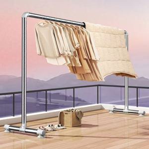 TEMU 고정식 빨래건조대 파이프행거 견고한 금속 파이프 소매점 침실 옷장 정리 공간 절약형 옷장 수납 미완성 메탈 룩 옷걸이 실내외 겸용
