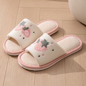 TEMU 2025년 신상 여성용 린넨 실내 슬리퍼, 가정용으로 적합, 사계절용 3가지 색상으로 제공, 여성 신발