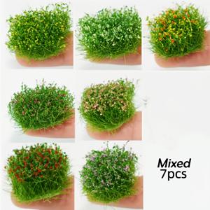 TEMU 7종 모래상자 시뮬레이션 꽃다발 모델 세트, 기차 철도 시뮬레이션 관목 잔디다발 모델 제작, 건축 장면 정적 풍경 소재, DIY 수제 요정 정원 미니어처 장식 액세서리, 식물 꽃 야생 군사 장면 모델 잡초, 모델 하우스 액세서리