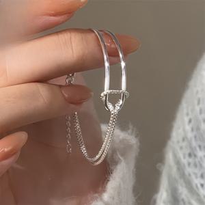 TEMU 1개 더블레이어 체인 매듭 팔찌, 니치 스타일 디자인, 한국풍 유럽&미국 트렌드, 하프체인 팔찌, 우아하고 미니멀, 커플과 베프를 위한 완벽한 선물