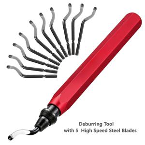 TEMU 고속강 5개 회전날이 포함된 버 제거 도구 - 금속, 수지, PVC 파이프, 플라스틱 및 3D 프린팅 가장자리 작업용 - 배관 및 3D 프린팅 버 제거 리머 도구
