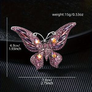 TEMU 2025 빈티지 소재 - 여성용 인조 보석 나비 브로치, 고급 패션 동물 곤충 코사주, 의류 액세서리, 브로치
