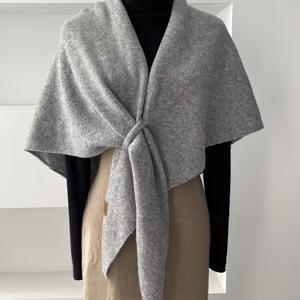 TEMU 2025 크로스보더 게으른 스트리트 스타일 여성용 모조 울 삼각 스카프, 가을/겨울 목 보호, 에어컨 방을 위한 따뜻한 단색 숄