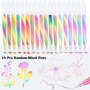 TEMU 18개 네온 글리터 파스텔 젤 롤러볼 펜, 생생한 혼합 색상, 가벼운 플라스틱, 초극세모 팁, 다이어리, 카드, 공예, 스크랩북, 드로잉, 메모, 미술 프로젝트, 사무실, 학교, 부활절, 어버이날, 결혼식에 적합