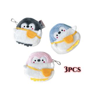 TEMU 작은 물건을 보관하기에 완벽한 귀여운 펭귄 테마 만화 수납 가방 3개 세트. 동전과 이어폰을 보관하기에 좋습니다.