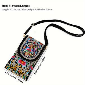 TEMU 여성용 패셔너블한 에스닉 스타일 자수 크로스바디 백, 다용도 미니 숄더 폰 파우치