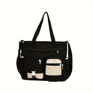 TEMU 세련되고 다재다능한 하라주쿠 옥스포드 남성용 숄더 메신저 백, 십대와 어린 남녀에게 완벽하며 나일론 소재로 제작되었습니다.