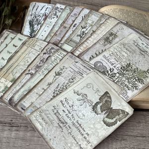 TEMU 50장 빈티지 식물 및 나비 테마 장식용 노트지, 재활용 가능한 무광 코팅 크래프팅 시트, 영어 문구가 있는 저널링 및 스크랩북용, 저널링 액세서리|토양색|예술적인 룩, 스크랩북용 종이