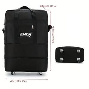 TEMU 대용량 접이식 항공사 체크인 가방, 옥스포드 천으로 제작된 다층 확장형 휴대용 여행 가방, 범용 바퀴 포함, 이동 시 가볍고, 해외 출장 및 해외 유학에 적합