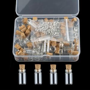 TEMU The Hobbyworker 코르크 뚜껑 미니 유리병 50개 및 스크류 아이 핀 50개, 고무 뚜껑 미니 유리병 50개, DIY 장식용 작고 작은 유리병 선물용품, 코르크 미니 바이알, DIY 공예품 웨딩 파티 장식용 보관 용기 플라스틱 박스 포장, DIY 공예 재료